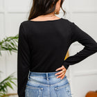 The Trisha Textured Square Neck Bodysuit in Black