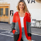 Color Block Open Front Hooded Cardigan