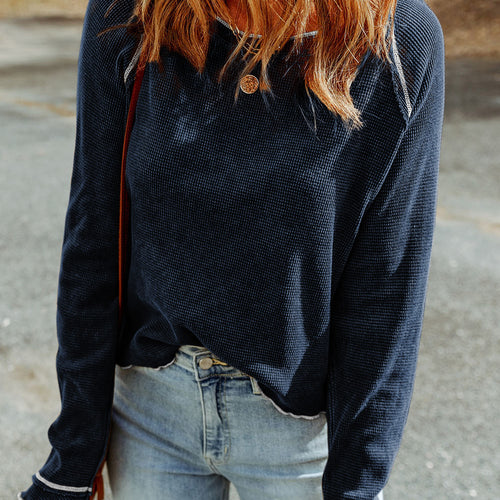 Long Raglan Sleeve Round Neck Top