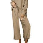 Dropped Shoulder Textured Top and Pants Set