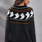 Ghost Pattern Round Neck Long Sleeve Sweater