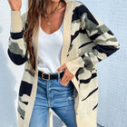 Camouflaged Dropped Shoulder Open Front Cardigan