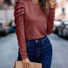 Decorative Button Puff Sleeve T-Shirt