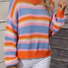 Striped Round Neck Dropped Shoulder Sweater