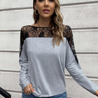Lace Long Sleeve Round Neck Tee