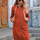 Full Size Zip-Up Longline Hoodie with Pockets