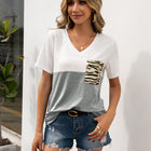 Color Block V-Neck Short Sleeve Tee