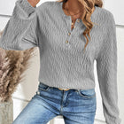 Half Button Long Sleeve Top