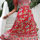 Floral Off-Shoulder Smocked Midi Dress