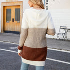 Color Block Open Front Hooded Cardigan