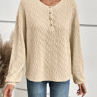Half Button Long Sleeve Top