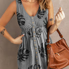 Printed Button Down Sleeveless Dress