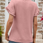 Textured Petal Sleeve Round Neck Tee