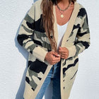 Camouflaged Dropped Shoulder Open Front Cardigan