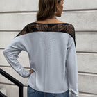 Lace Long Sleeve Round Neck Tee