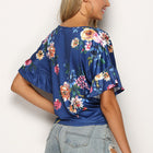 Floral Tie Hem Flounce Sleeve Top