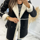 Lapel Collar Exposed Seam Buttoned Coat