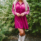 Collared Neck Buttoned Mini Dress
