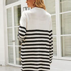 Striped Open Front Longline Cardigan