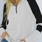 Waffle-Knit Raglan Sleeve Zipper Front Hoody