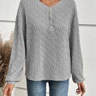 Half Button Long Sleeve Top
