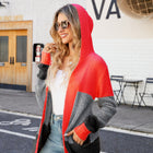 Color Block Open Front Hooded Cardigan