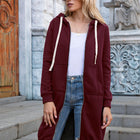 Full Size Zip-Up Longline Hoodie with Pockets