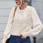 Heathered Round Neck Lantern Sleeve Sweater