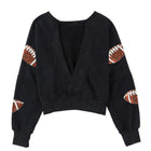 Sequin Football Patch Open Back Sweatshirt