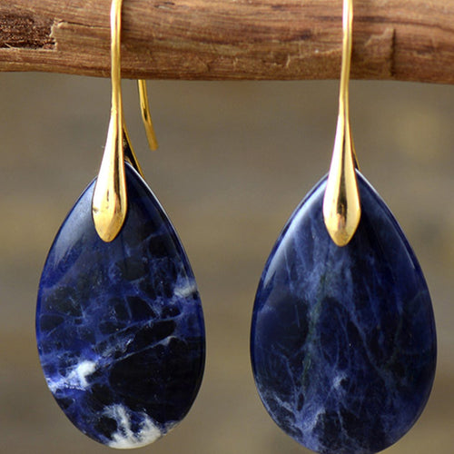 Natural Stone Teardrop Earrings