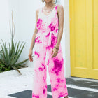 Tie-Dye Tie Waist Sleeveless Jumpsuit