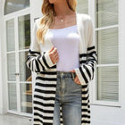 Striped Open Front Longline Cardigan