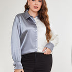 Plus Size Two-Tone Long Sleeve Shirt