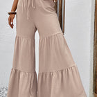 Drawstring Waist Tiered Flare Culottes