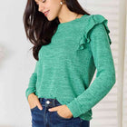 Double Take Ruffle Shoulder Long Sleeve T-Shirt