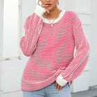 Striped Round Neck Long Sleeve Knit Top