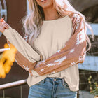 Geometric Round Neck Long Sleeve T-Shirt