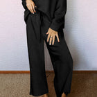 Dropped Shoulder Textured Top and Pants Set
