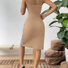 Leopard Color Block Cutout Sleeveless Knee-Length Dress