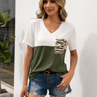 Color Block V-Neck Short Sleeve Tee