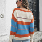 Striped V-Neck Drop Shoulder Sweater