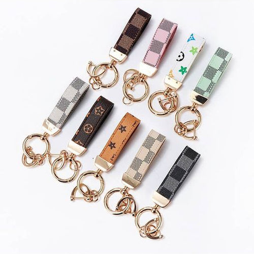 LV Inspired Strap Charm Keychain - Dark Brown
