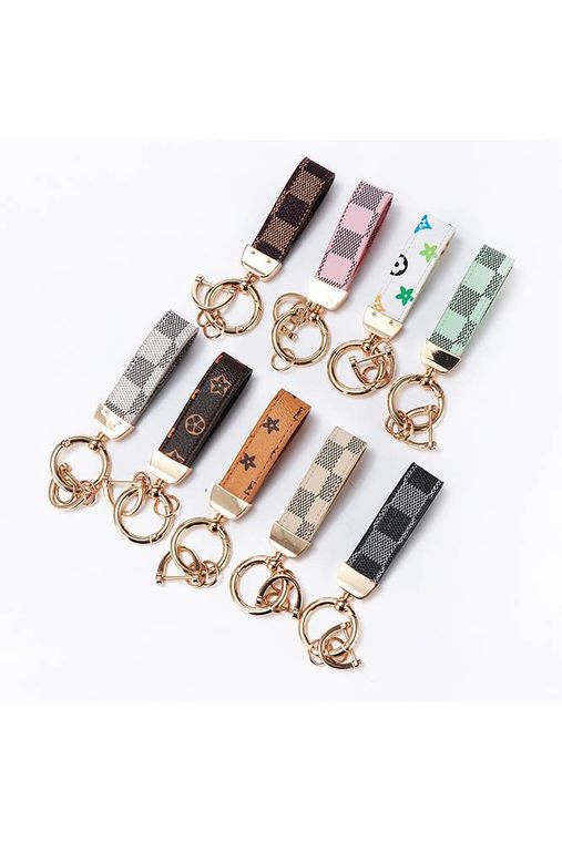 LV Inspired Strap Charm Keychain - Dark Brown